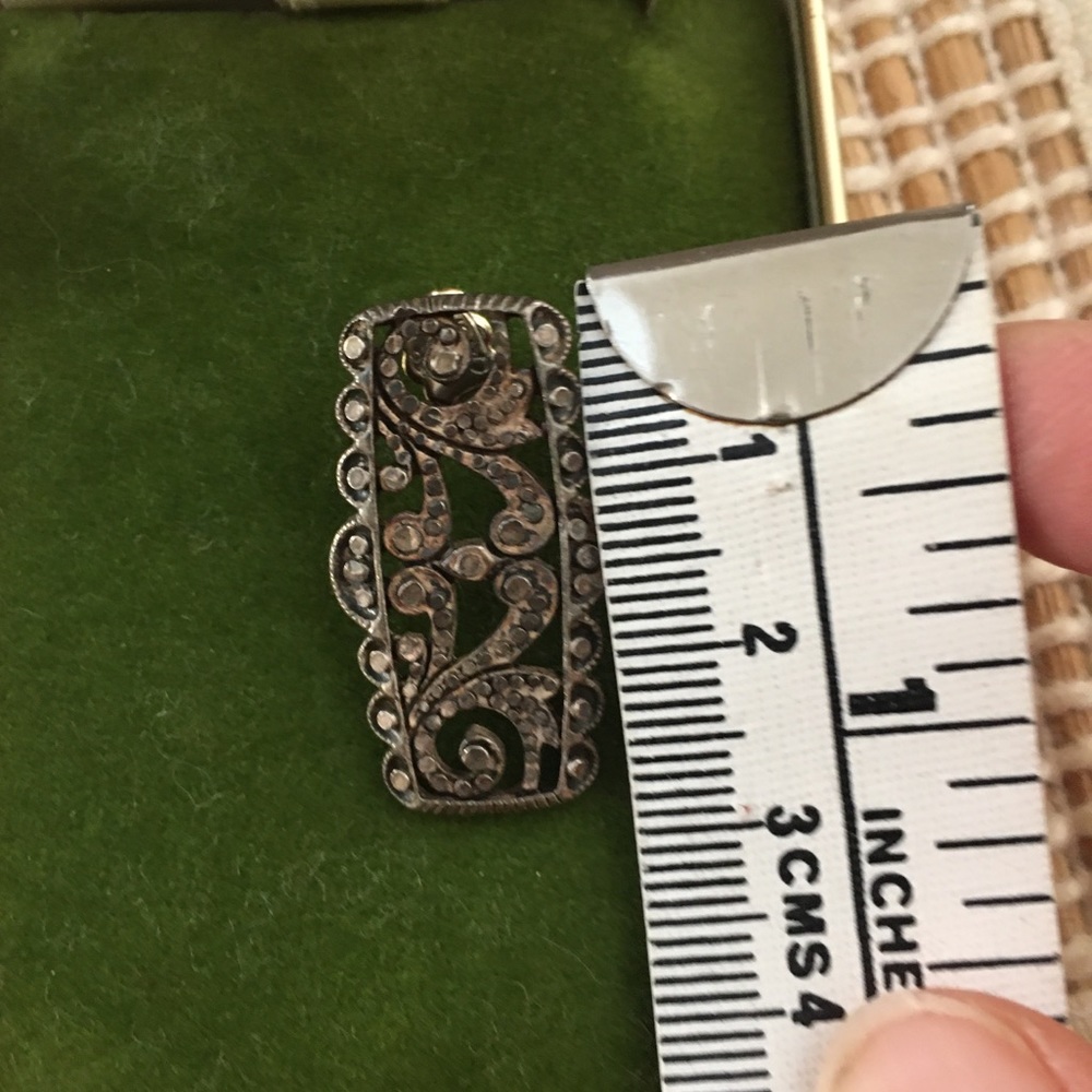 Antique Solid Sterling Silver Marcasite Large Ear… - image 7